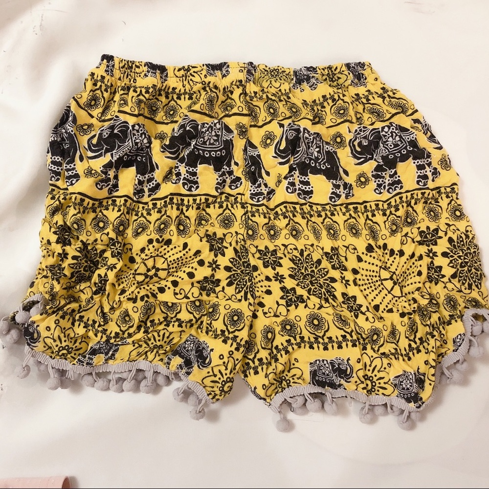 Thai Elephant Yellow Vintage Shorts